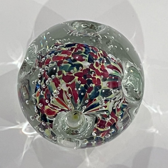 JOHN GENTILE  ? Vintage Paperweight Bubbles Bud Vase Pen Holder Art Glass - Picture 9 of 9